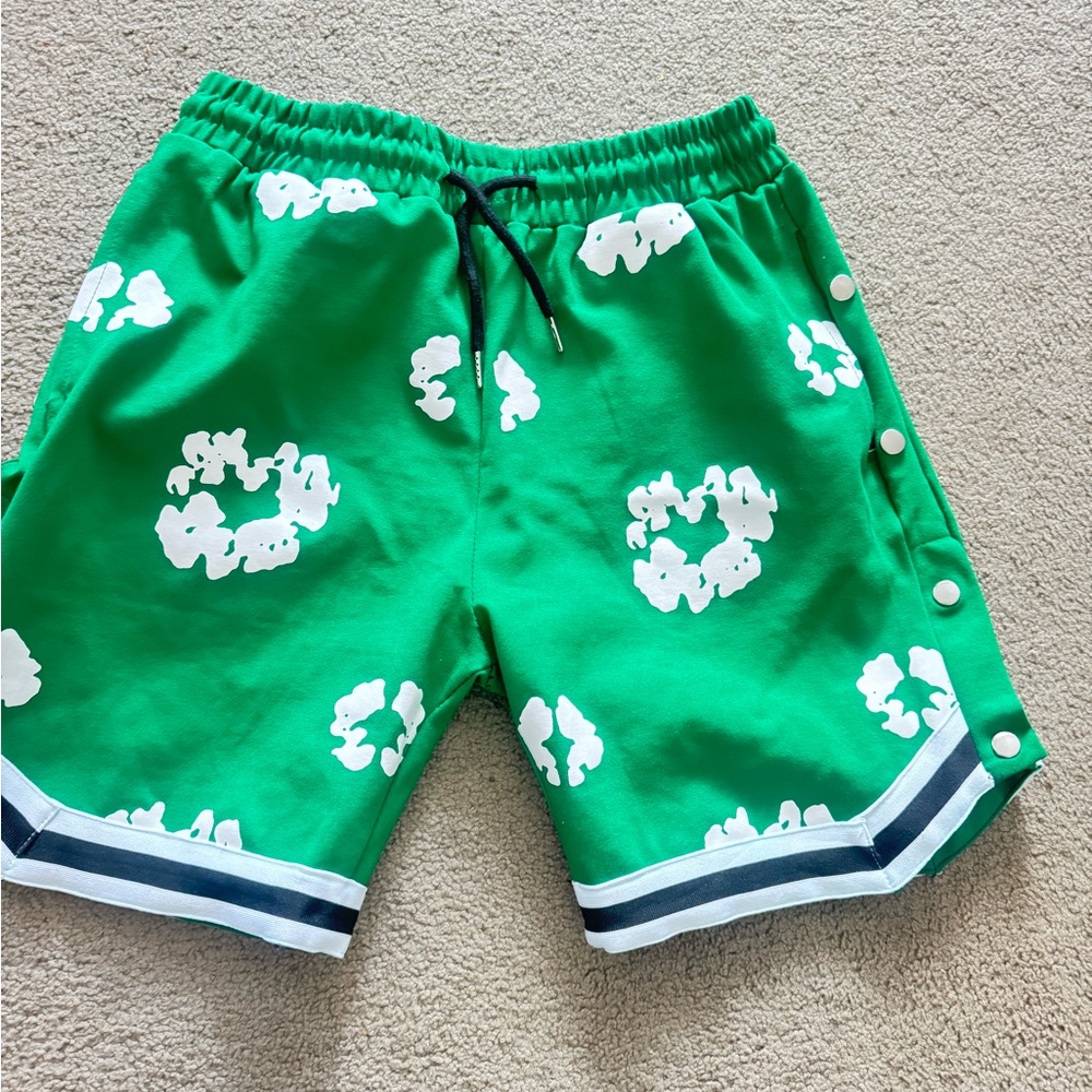 Zara Green Patterned Athletic Shorts